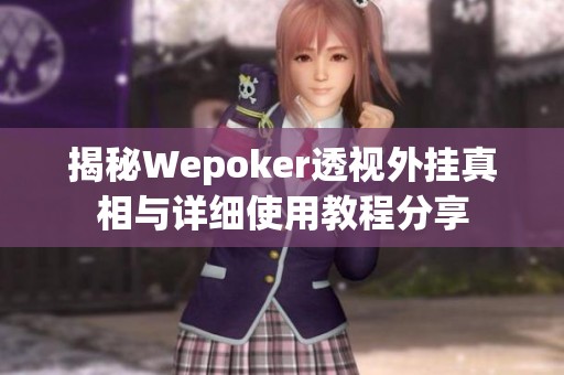 揭秘Wepoker透视外挂真相与详细使用教程分享