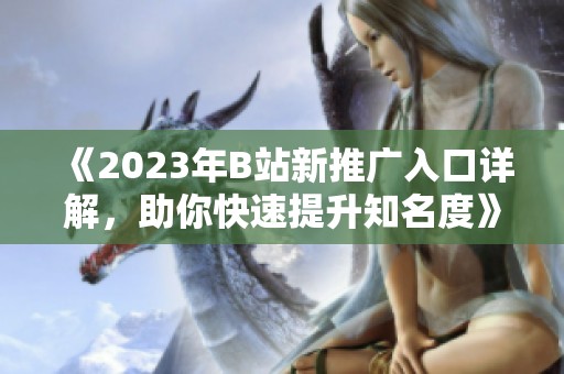 《2023年B站新推广入口详解，助你快速提升知名度》