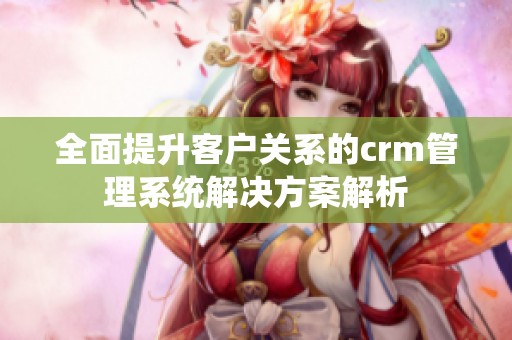 全面提升客户关系的crm管理系统解决方案解析