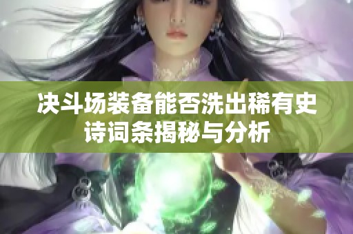 决斗场装备能否洗出稀有史诗词条揭秘与分析