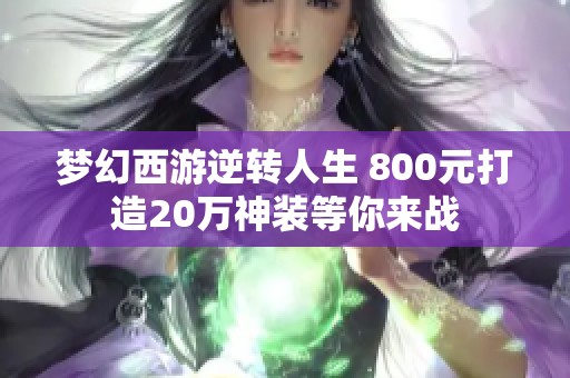 梦幻西游逆转人生 800元打造20万神装等你来战