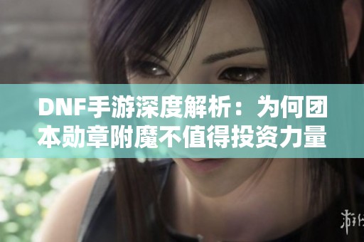 DNF手游深度解析：为何团本勋章附魔不值得投资力量和抗魔值