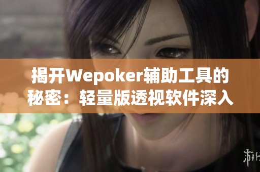 揭开Wepoker辅助工具的秘密：轻量版透视软件深入分析