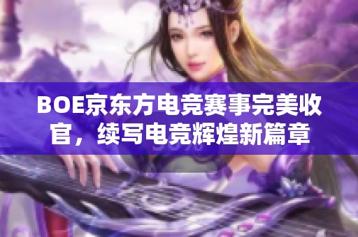 BOE京东方电竞赛事完美收官，续写电竞辉煌新篇章