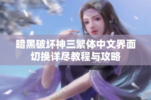 暗黑破坏神三繁体中文界面切换详尽教程与攻略