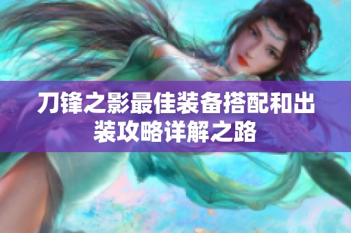刀锋之影最佳装备搭配和出装攻略详解之路