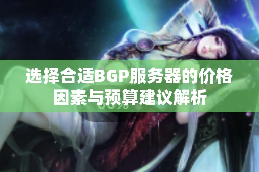 选择合适BGP服务器的价格因素与预算建议解析