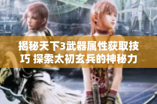 揭秘天下3武器属性获取技巧 探索太初玄兵的神秘力量与奥秘